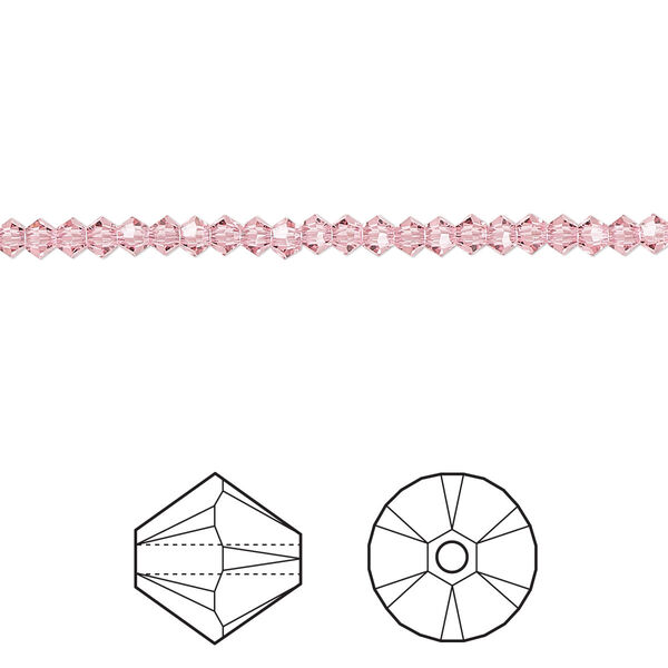 Bead 48pk light rose, Crystal Passions® 2.5mm bicone 5328 image number 0