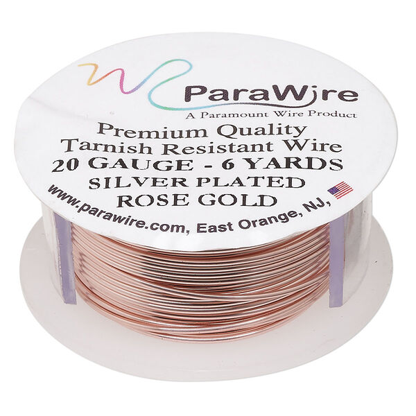 Wire, ParaWire™, rose gold-finished copper, round, 20 gauge. Sold per 6-yard spool. image number 0