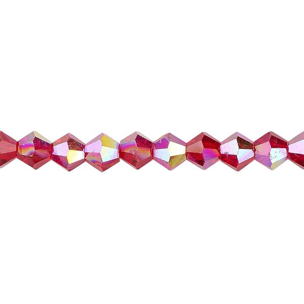 Bead 1pk transparent red AB, Celestial Crystal® 6mm bicone 15.5-16 inch image number 0