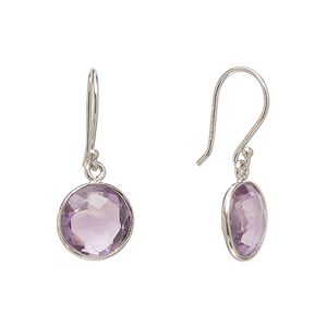 Earring, Create Compliments®, amethyst (natural) and sterling silver, 25.5mm round with fishhook ear wire, 21 gauge. Sold per pair.
