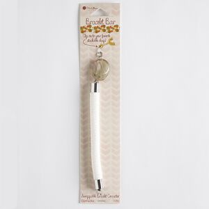 Bracelet component, resin / nylon / silver-finished steel / "pewter" (zinc-based alloy), white and marbled multicolored, 9mm wide with 24x20mm fancy freeform oval, 5-1/2 inches. Sold individually.