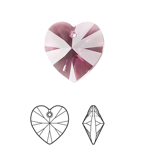 Drop 2pk rose, Crystal Passions® 18mm pendant heart 6228 image number 0