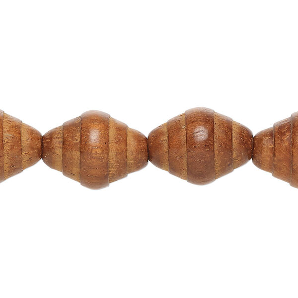 Bead, bayong wood (waxed), 15x11mm grooved oval. Sold per 15-1/2" to 16" strand. image number 0