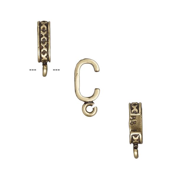 Component, JBB Findings, antiqued brass, 9x4mm rondelle with crosshatch design and open loop, 7x3mm inside diameter. Sold per pkg of 2. image number 0