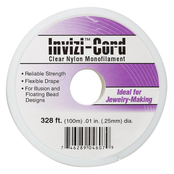 Cord, Invizi™-Cord, nylon, clear, 0.25mm, 8-pound test. Sold per 100-meter spool. image number 0