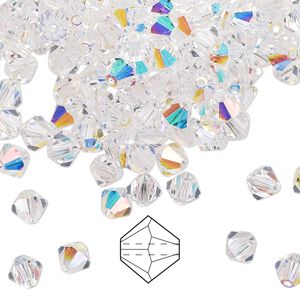 Bead 24pk crystal AB, Preciosa Czech crystal 5mm bicone