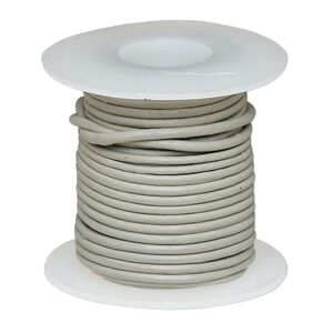 Cord, leather (dyed), grey, 1-1.2mm round. Sold per 5-yard spool.