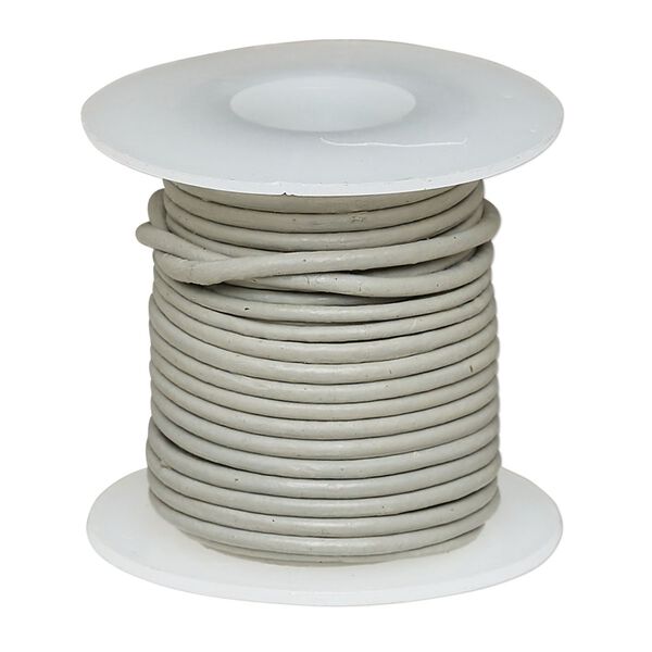 Cord, leather (dyed), grey, 1-1.2mm round. Sold per 5-yard spool. image number 0