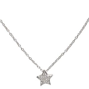 Necklace, Simple and Sleek Jewelry™, cubic zirconia charm and rhodium-plated sterling silver chain, wearable at 16 and 18 inches. Sold individually.