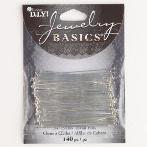 Head pin, steel, pkg/140, silver finish, 2 inches, 20 gauge.