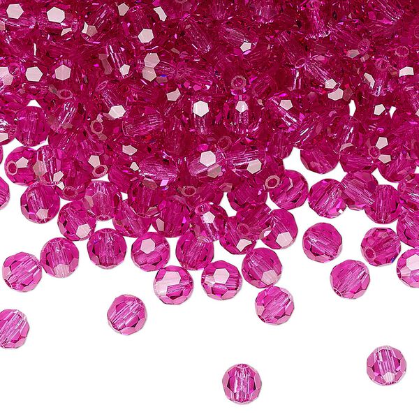 Bead 720pk fuchsia, Preciosa Czech crystal 4mm round image number 0