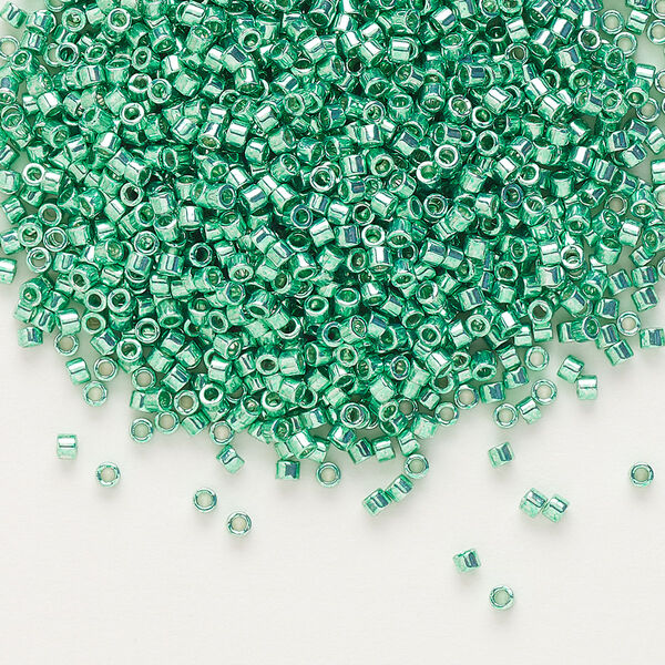 Seed bead, Delica®, glass, pkg/7.5g, #11 round, opaque galvanized dark mint green (DB-0426). image number 0