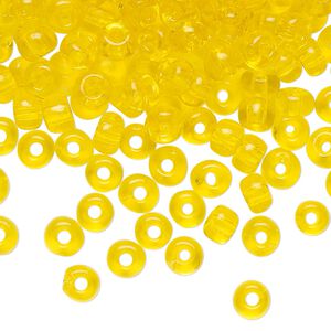 Seed bead glass 1pk #4 round, 50 gram transparent yellow-amber
