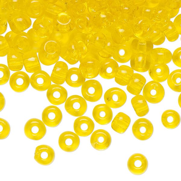 Seed bead glass 1pk #4 round, 50 gram transparent yellow-amber image number 0