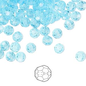 Bead 576pk aqua bohemica, Preciosa Czech crystal 5mm round