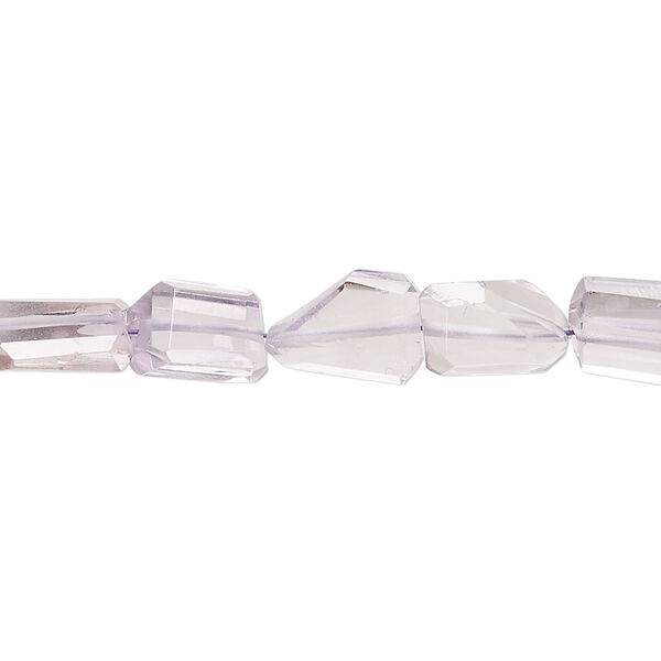 Bead, lavender amethyst (natural), 8x5mm-15x8mm hand-cut faceted freeform, B grade, Mohs hardness 7. Sold per 6-1/2 inch strand. image number 0