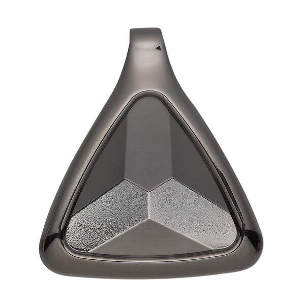 Pendant, Almost Instant Jewelry®, gunmetal-plated "pewter" (zinc-based alloy), 37x37x32mm single-sided triangle with 23mm triangle setting and tube bail. Sold individually. image number 0