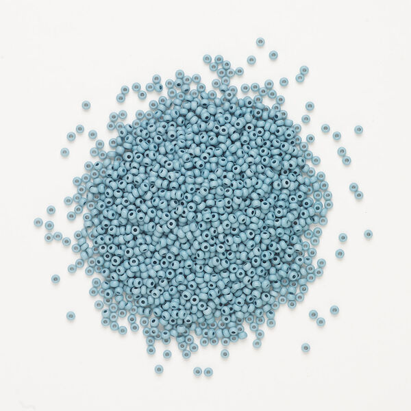 Seed bead, Preciosa Ornela Czech glass, 1pkg50g, 2.8-3.2mm rocaille, opaque matte terra dyed ocean mist chalkwhite (06432) image number 1