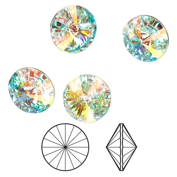 Chaton 4pk crystal AB foil back, Crystal Passions® 14mm rivoli 1122 image number 0