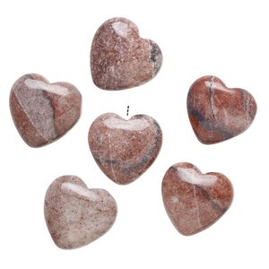 Fancy jasper 1pkg6, half-drilled puffed heart drop natural 14-16mm