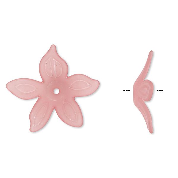 Component, acrylic, frosted pink, 25x5mm flower. Sold per pkg of 50. image number 0