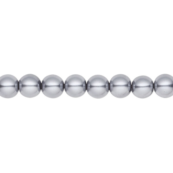 Bead, crystal pearl, pewter, 6mm round. Sold per pkg of (2) 15-1/2" to 16" strands, approximately 130 beads. image number 0