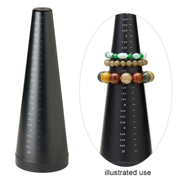Bracelet mandrel, coated aluminum, black, 10 x 3-1/4 inch cone. Sold individually. image number 0