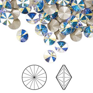 Chaton 24pk crystal AB foil back, Crystal Passions® 6.14-6.32mm rivoli SS29 1122