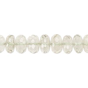 Green quartz 1pkg1, hand-cut faceted rondelle bead 7 inch 10x4mm-11x8mm