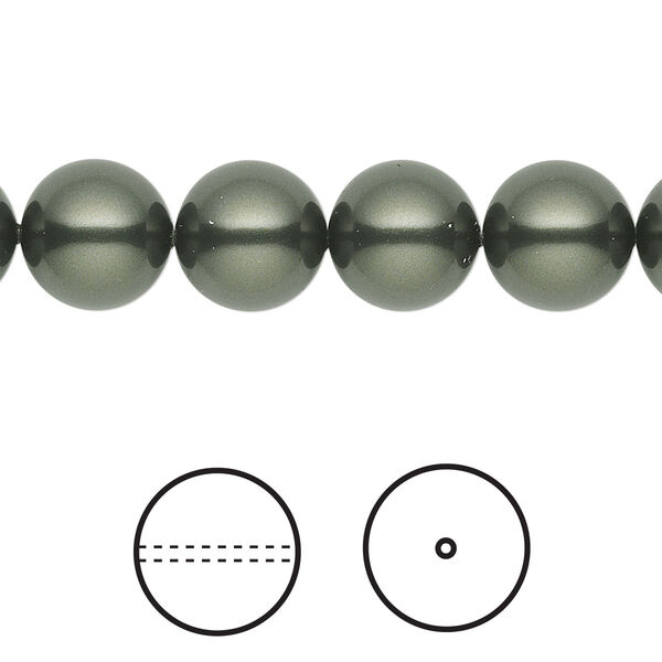 Pearl 25pk dark green, Crystal Passions® 10mm round 5810 image number 0