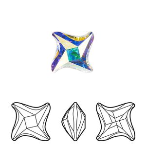 Fancy stone 2pk crystal AB foil back, Crystal Passions® 10.5mm twister 4485
