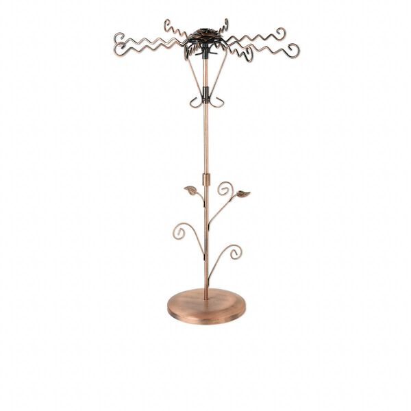 Display, necklace and bracelet, antique copper-finished steel, 20-1/2 x 13-3/4 x 6-inch round, rose series. Sold individually. image number 0