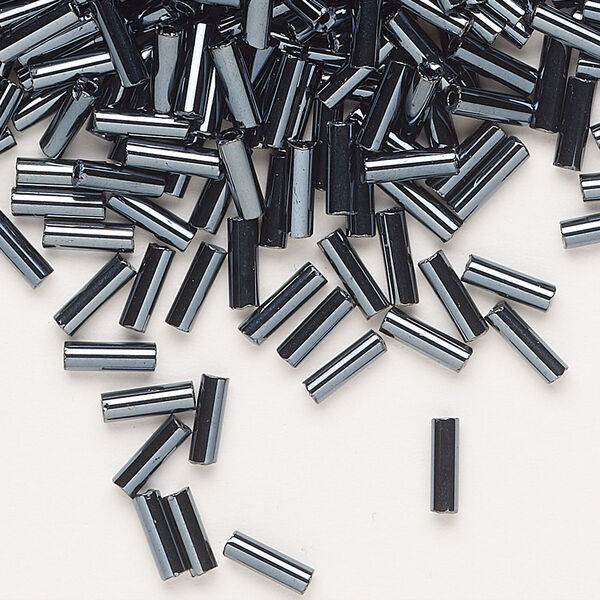 Bead, Preciosa Ornela Czech glass, bugle bead, pkg/500g, #3, hematite opaque black, (49102). image number 0