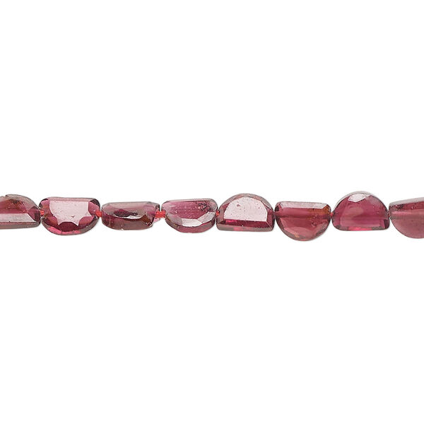 Bead, garnet (dyed), 6x4mm-6x5mm hand-cut faceted flat half-round, B grade, Mohs hardness 7 to 7-1/2. Sold per 16-inch strand. image number 0