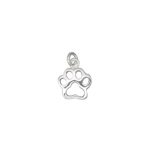 Charm, sterling silver, 10x9mm single-sided open dog paw. Sold individually.