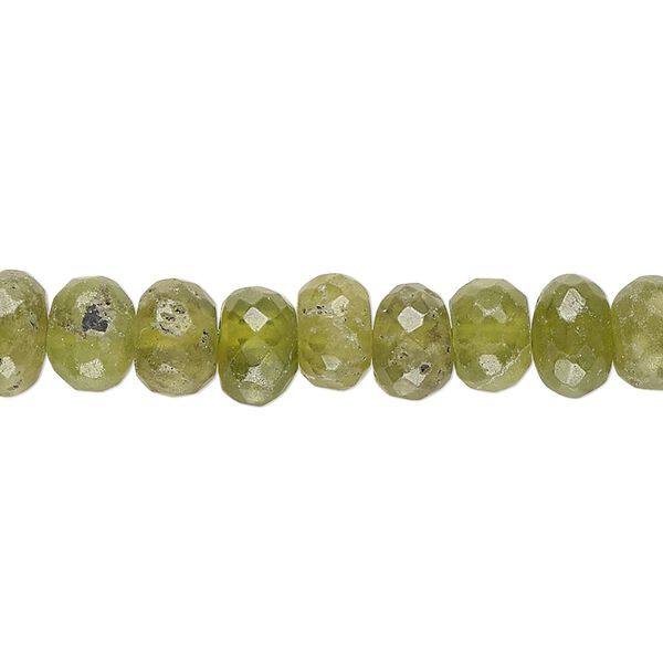 Vesuvianite 1pkg1, hand-cut faceted rondelle / round bead natural 14 inch 7x4mm-8x6mm image number 0