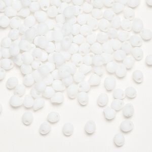 Seed bead, Miyuki, glass, pkg/10g, 4x3.4mm fringe, opaque matte white, (DP-402F).