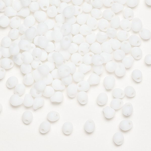 Seed bead, Miyuki, glass, pkg/10g, 4x3.4mm fringe, opaque matte white, (DP-402F). image number 0
