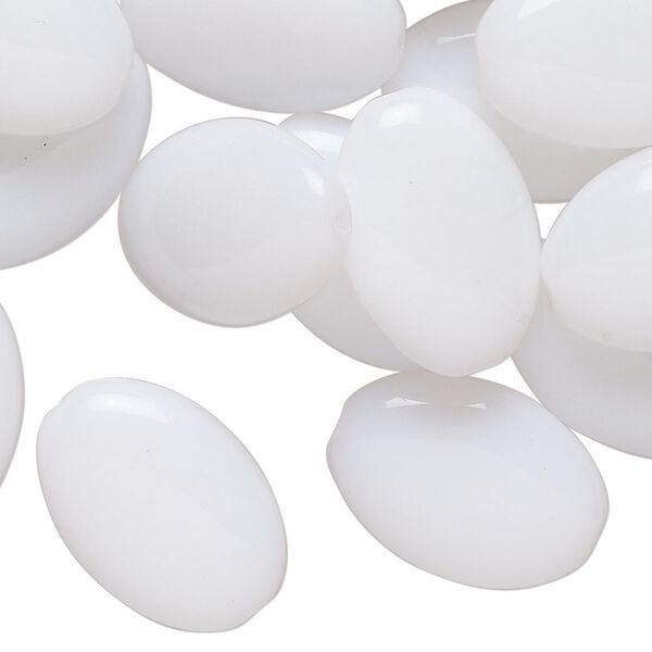 Bead, pressed glass, opaque white, 19x14mm puffed oval. Sold per 2-ounce pkg, approximately 25 beads. image number 0