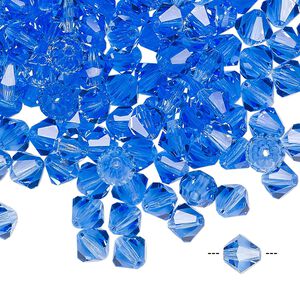 Bead 144pk sapphire, Preciosa Czech crystal 6mm bicone