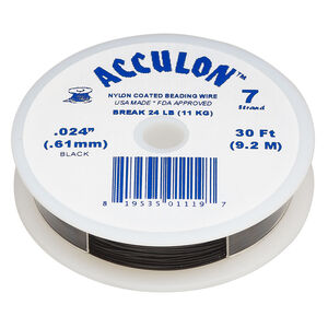 Beading wire, Acculon®, nylon-coated stainless steel, black, 7 strand, 0.024-inch diameter. Sold per 30-foot spool.