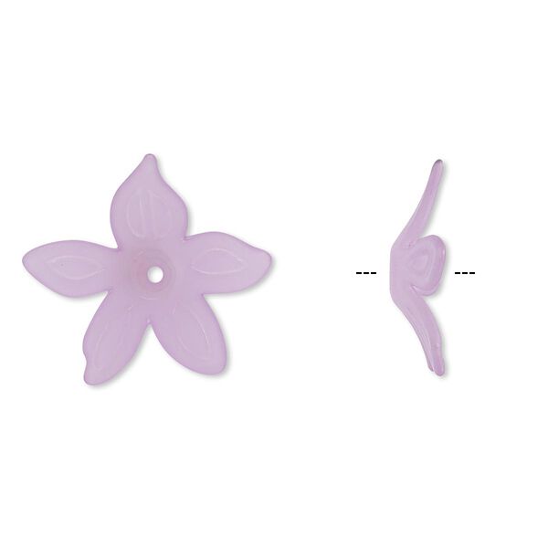 Component, acrylic, frosted light purple, 25x5mm flower. Sold per pkg of 50. image number 0