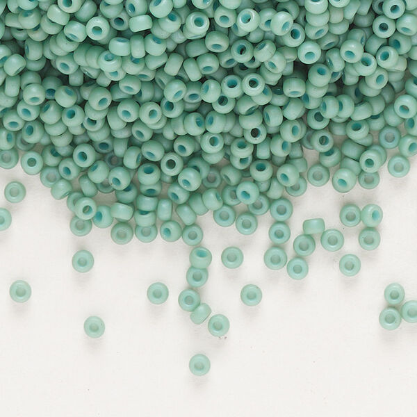 Seed bead, Miyuki, glass, pkg/250g, #11 rocaille, opaque matte luster seafoam, (RR-2028). image number 0