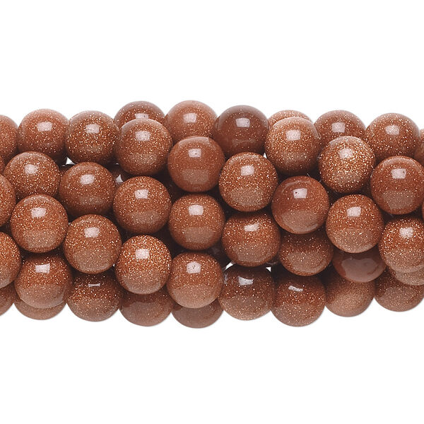 Bead, brown goldstone (glass) (man-made), 6mm round. Sold per pkg of (10) 15-1/2" to 16" strands. image number 0