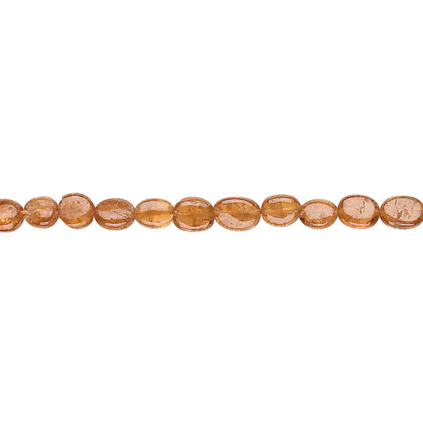 Bead, hessonite garnet (natural), 4x3mm-6x4mm flat oval, C grade, Mohs hardness 7 to 7-1/2. Sold per 14-inch strand. image number 0