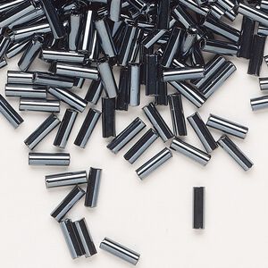 Bead, Preciosa Ornela Czech glass, bugle bead, pkg/500g, #3, hematite opaque black, (49102).