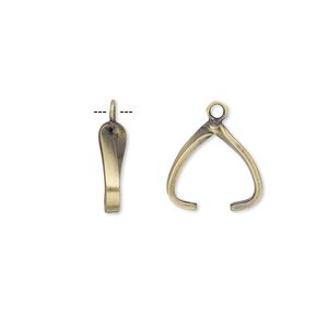 Bail, ice-pick earring, antique gold-plated brass, 12x2mm with 9mm grip length. Sold per pair.
