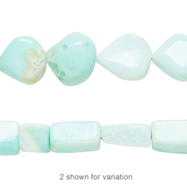 Bead mix, blue opal (dyed), 5x4mm-15x12mm hand-cut mixed shape, C grade, Mohs hardness 5 to 6-1/2. Sold per 14-inch strand. image number 0