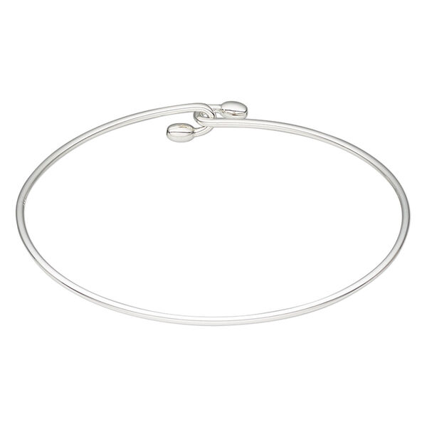 Bracelet, bangle, sterling silver, 1.5mm wide, 7-1/2 inches with hook closure. Sold individually. image number 0
