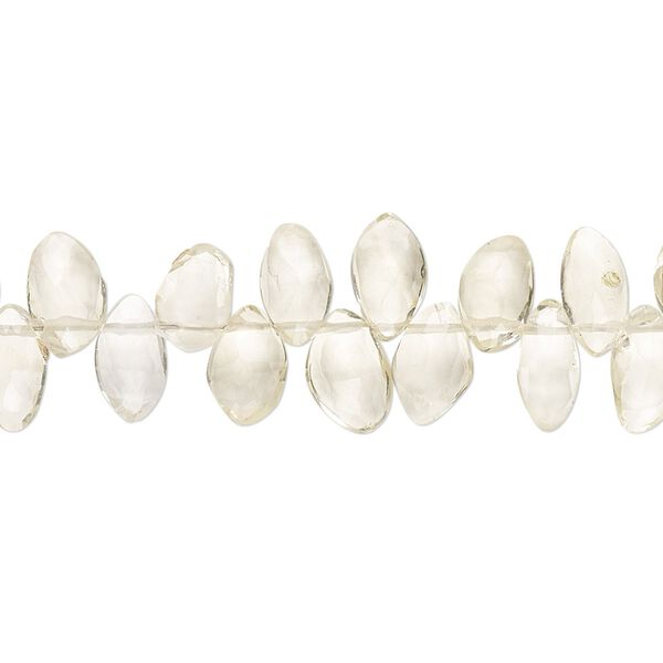 Lemon quartz 1pkg1, hand-cut top-drilled faceted puffed marquise bead 9 inch 8x5mm-10x6mm image number 0